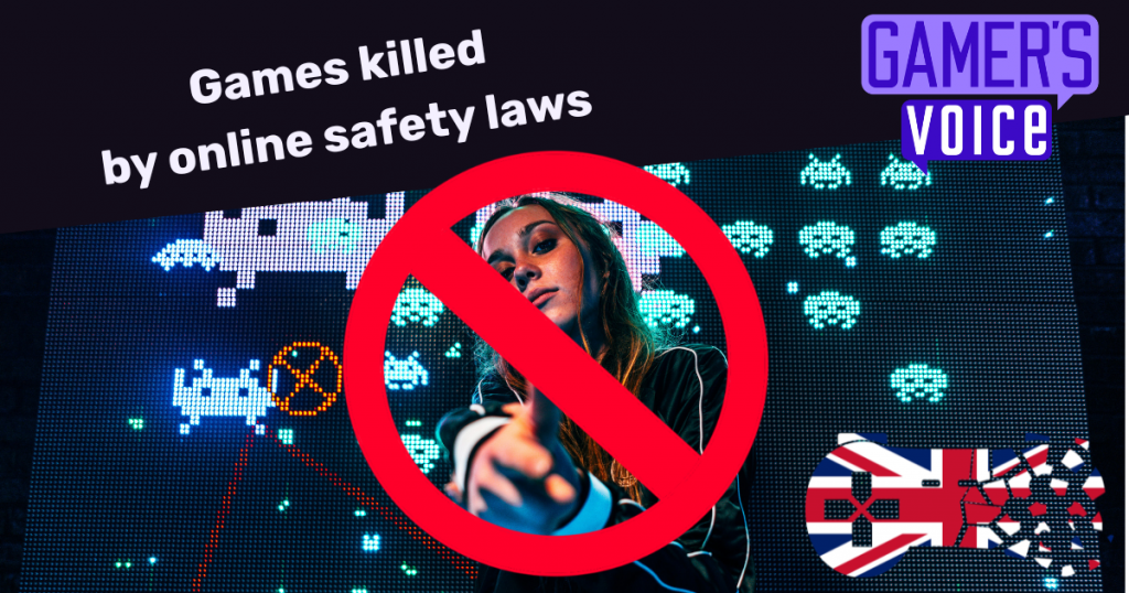 Image of a gamer being cancelled by UK Online Safety Laws due to an age-gate